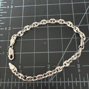 Sterling silver 7.5” puffy mariner link bracelet Gucci style made in Italy